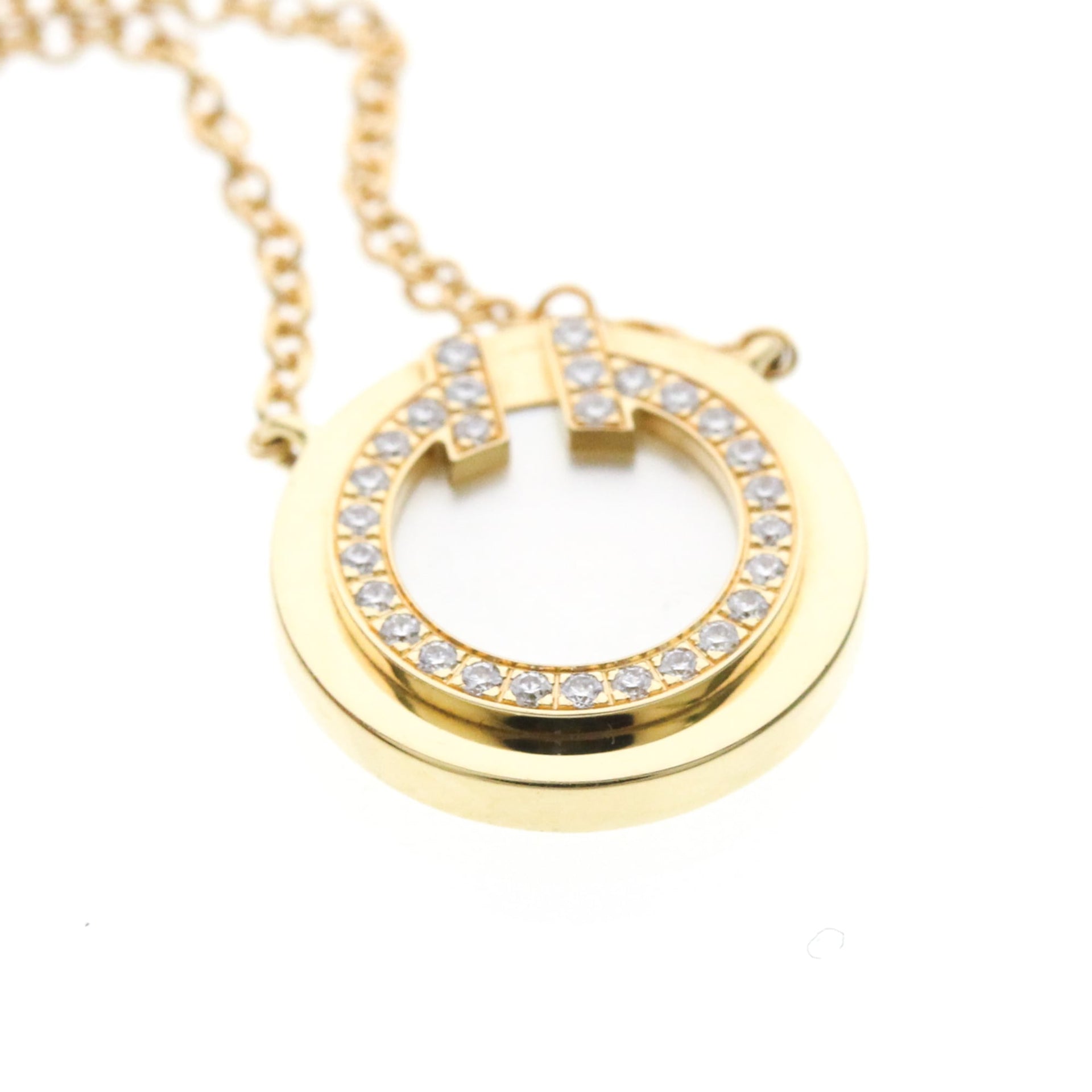 Tiffany T TWO Circle Diamond Necklace Mini Model Yellow Gold (18K) Diamond 7