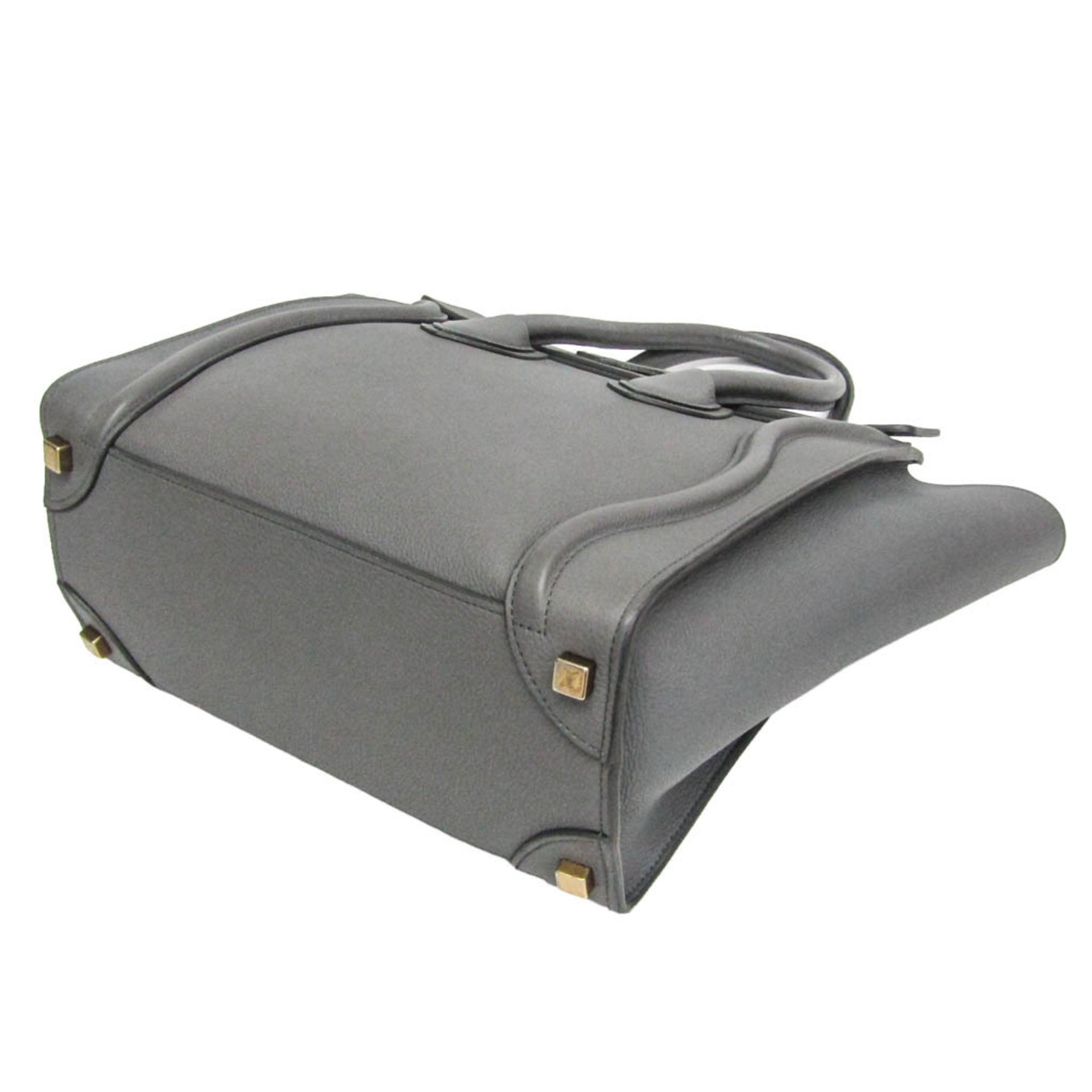 Celine Luggage Micro Shopper 167793, leren handtas voor dames, grijs 2