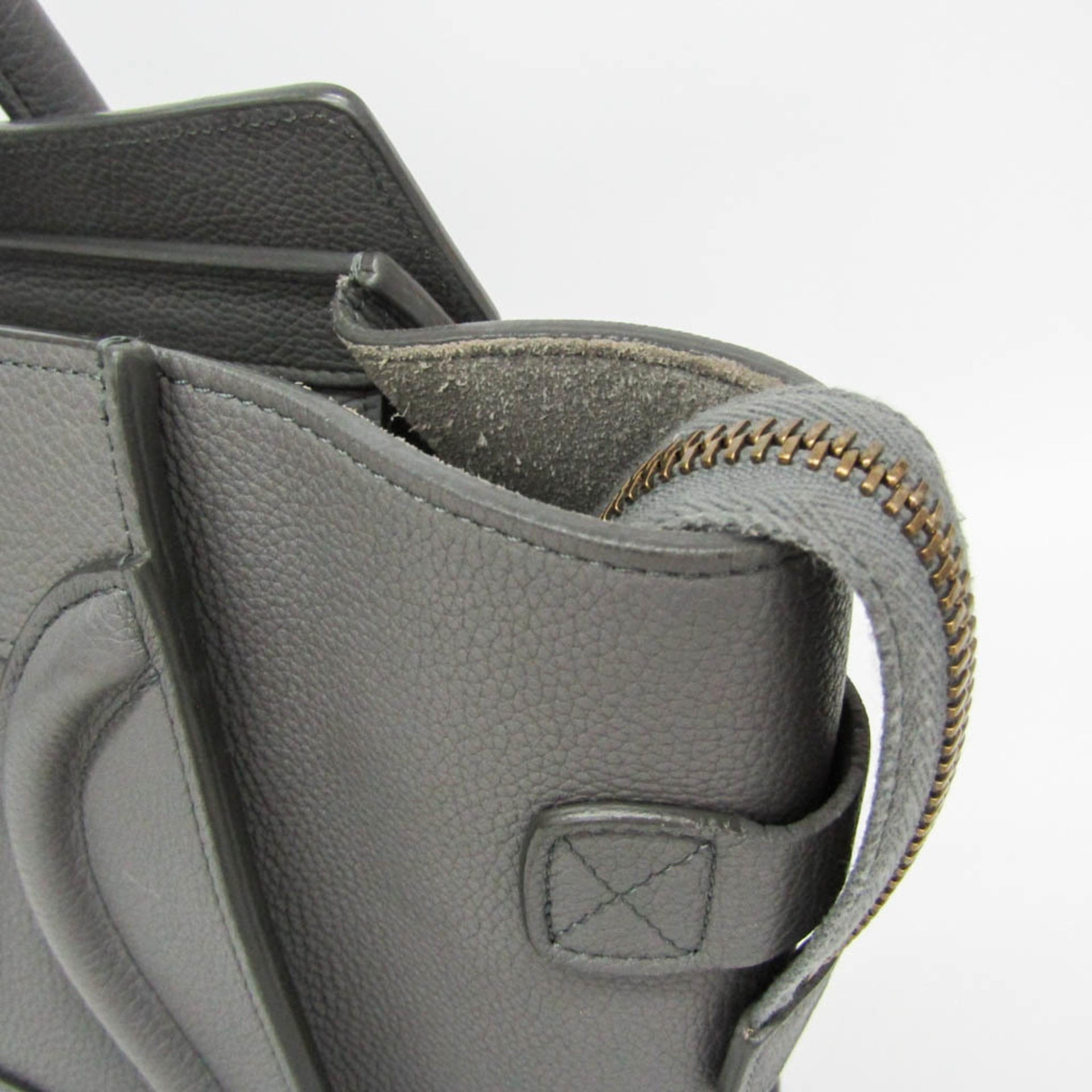Celine Luggage Micro Shopper 167793, leren handtas voor dames, grijs 9