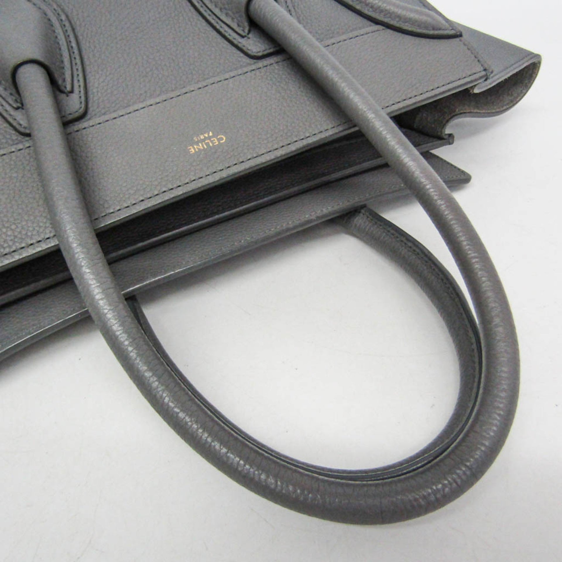 Celine Luggage Micro Shopper 167793, leren handtas voor dames, grijs 10