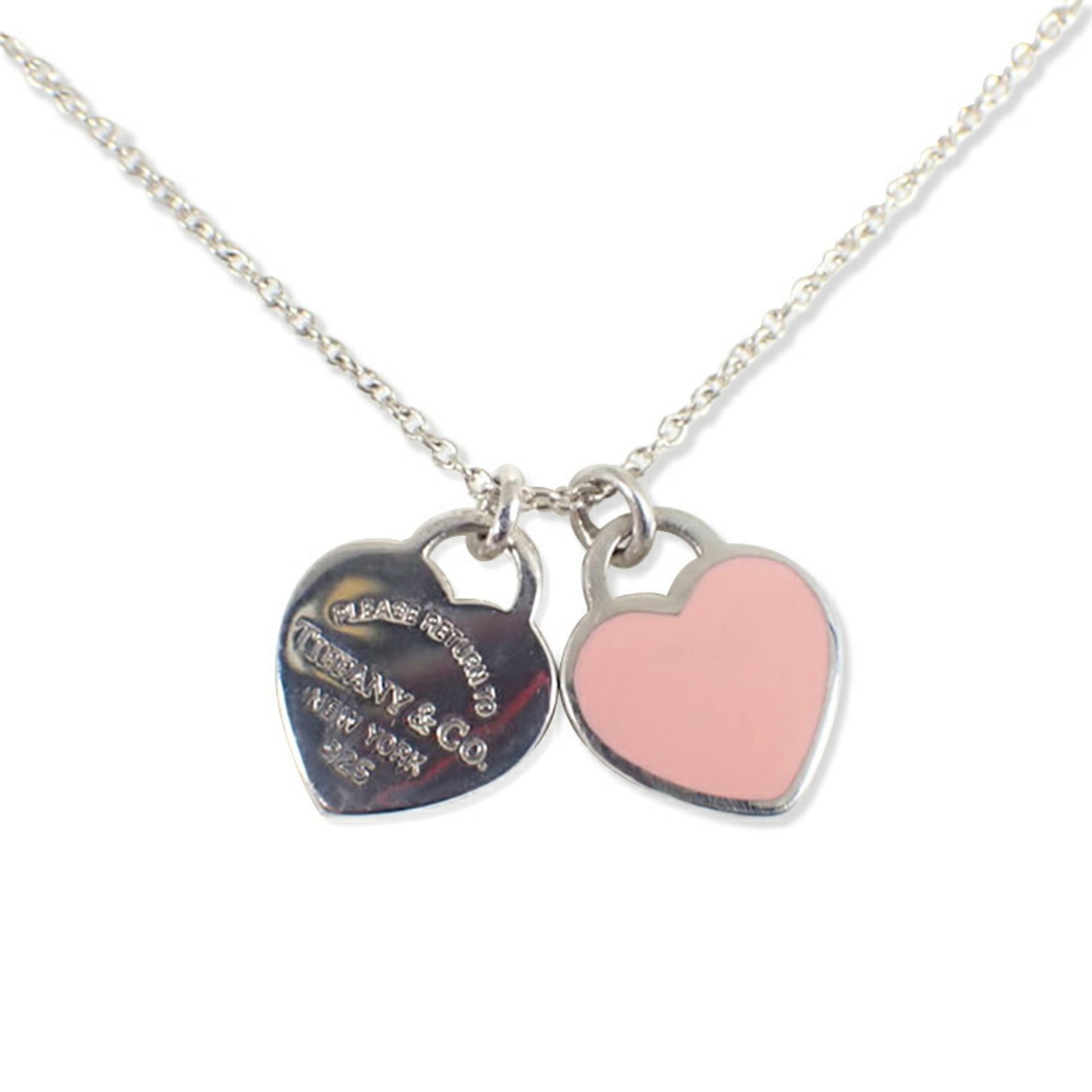 TIFFANY & Co. 925 roze geëmailleerde Return to Tiffany-hanger met label en dubbel hart 2