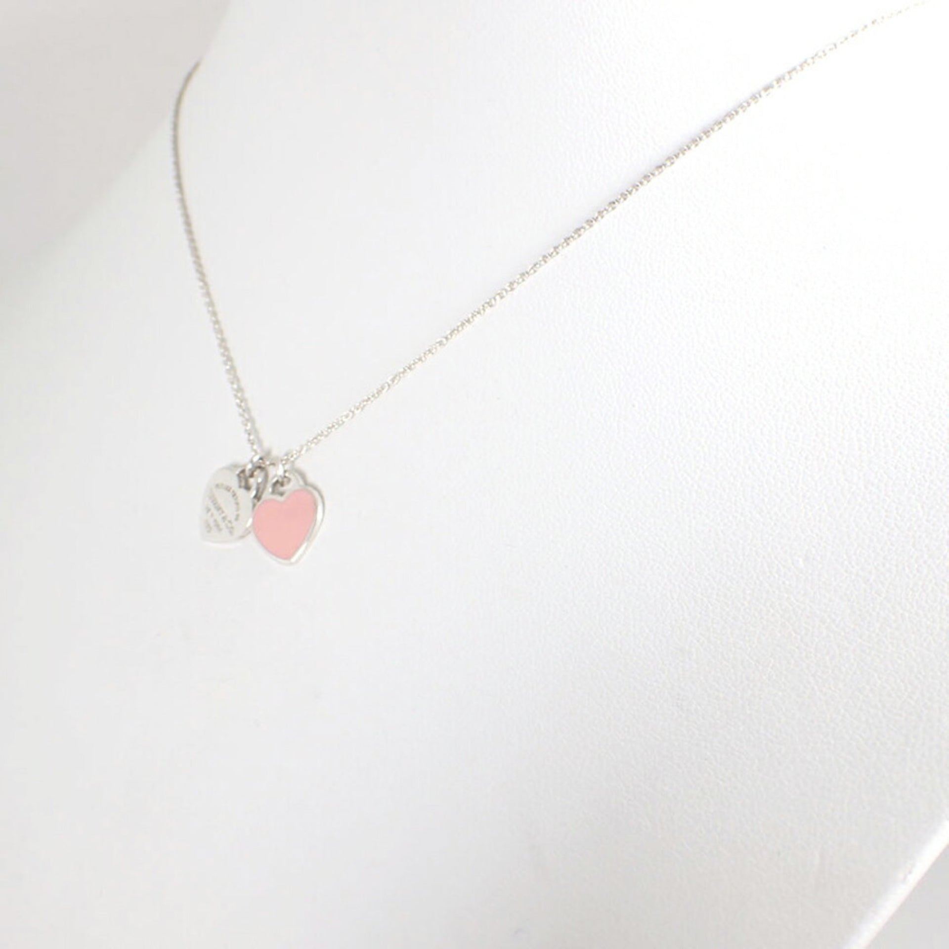 TIFFANY & Co. 925 roze geëmailleerde Return to Tiffany-hanger met label en dubbel hart 5