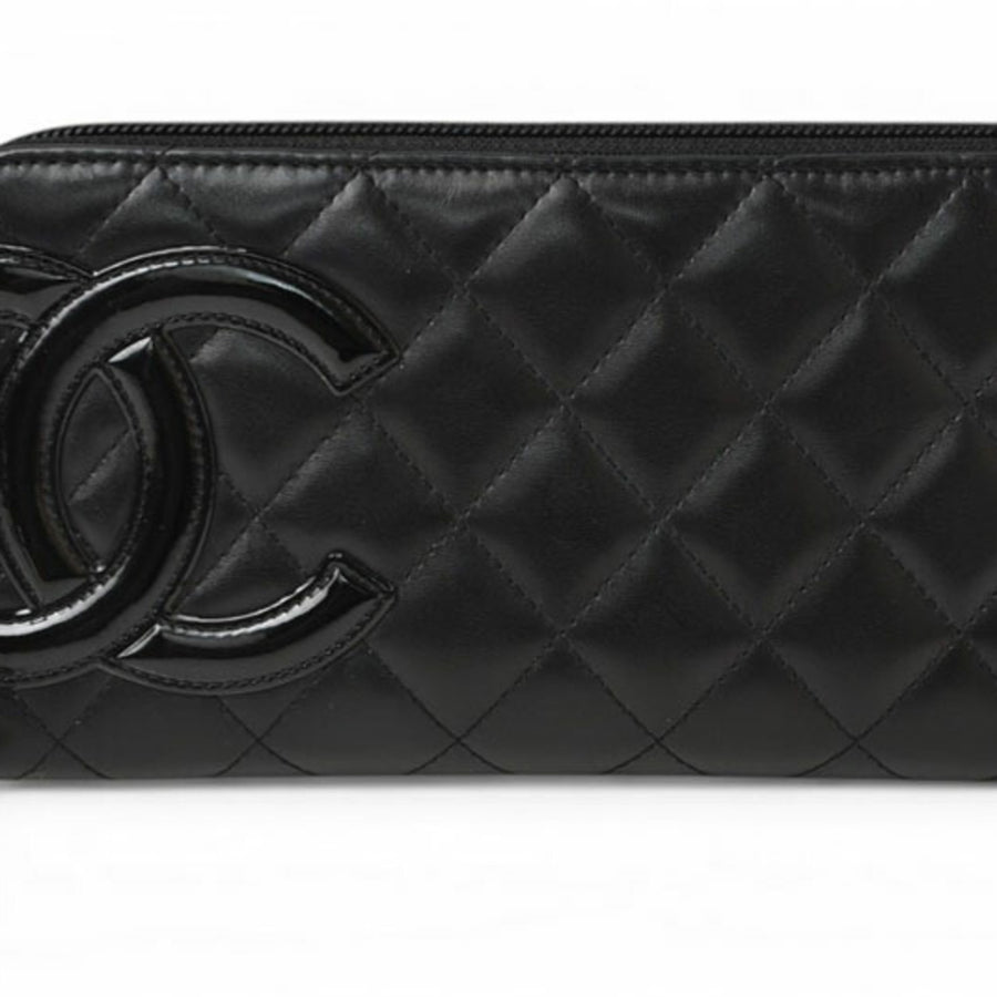 Portefeuille long Chanel Cambon Line à fermeture zippée ronde