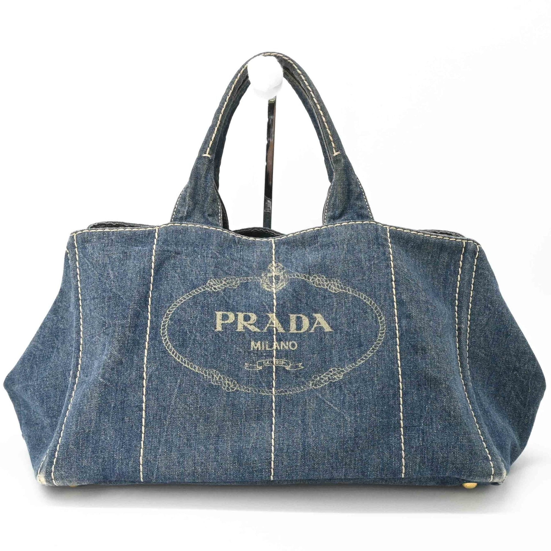 PRADA Canapa 40-denimdraagtas, schouderhandtas voor dames 8