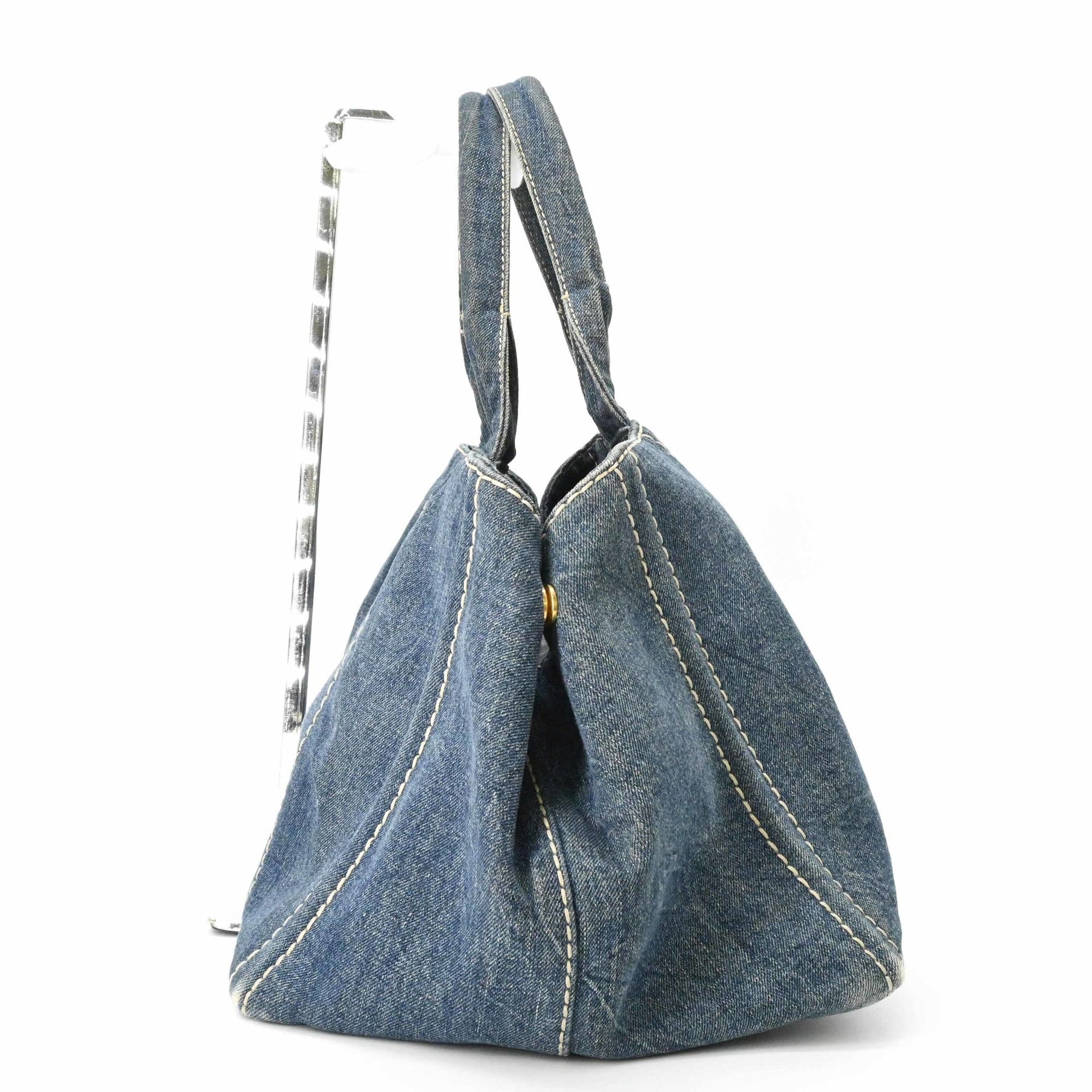 PRADA Canapa 40-denimdraagtas, schouderhandtas voor dames 14
